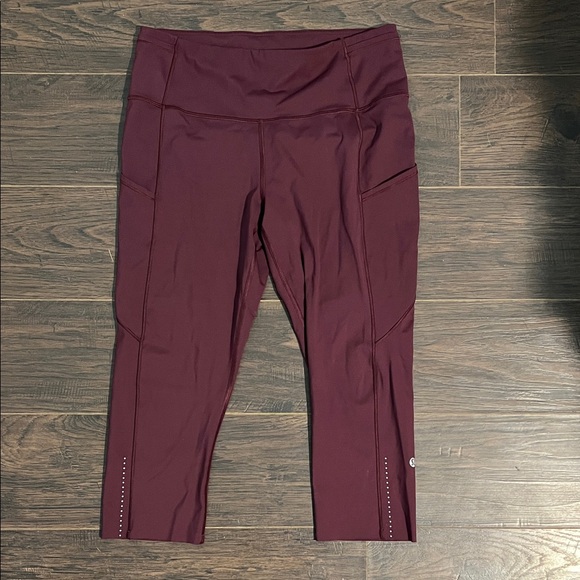 lululemon athletica Pants - lululemon athletica Burgundy High-Rise Crop Leggings